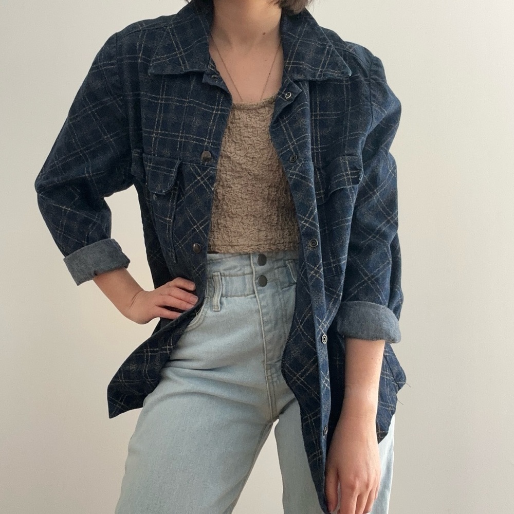 VINTAGE DENIM SHACKET WITH GOLD STRIPES - Picture 3 of 9